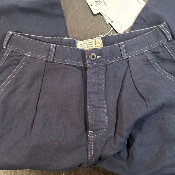 Sandrine Rose X Free People Blue/Blk French Worker Pant Pinstripe Patch Size 29 - Picture 7 of 14